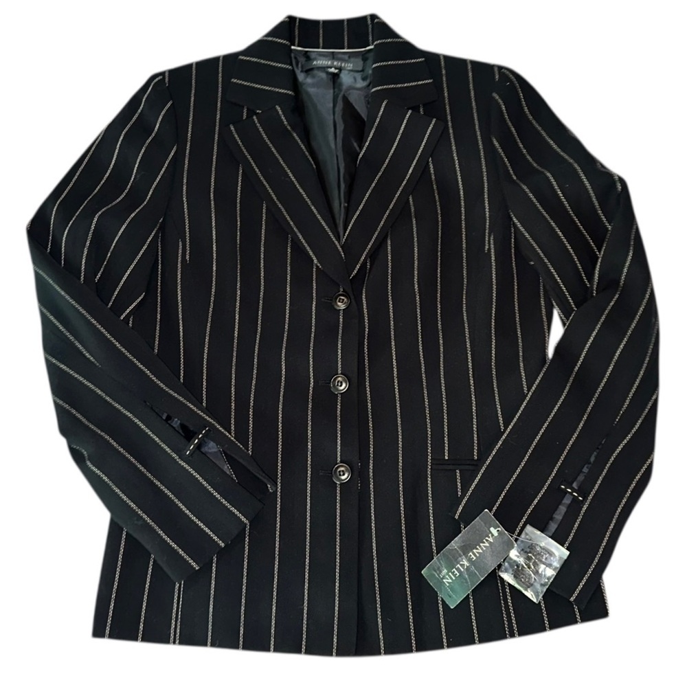 Anne Klein Suit | Women’s Black Pinstripe Blazer ~ Size 8 ~ NWT - Picture 2 of 10